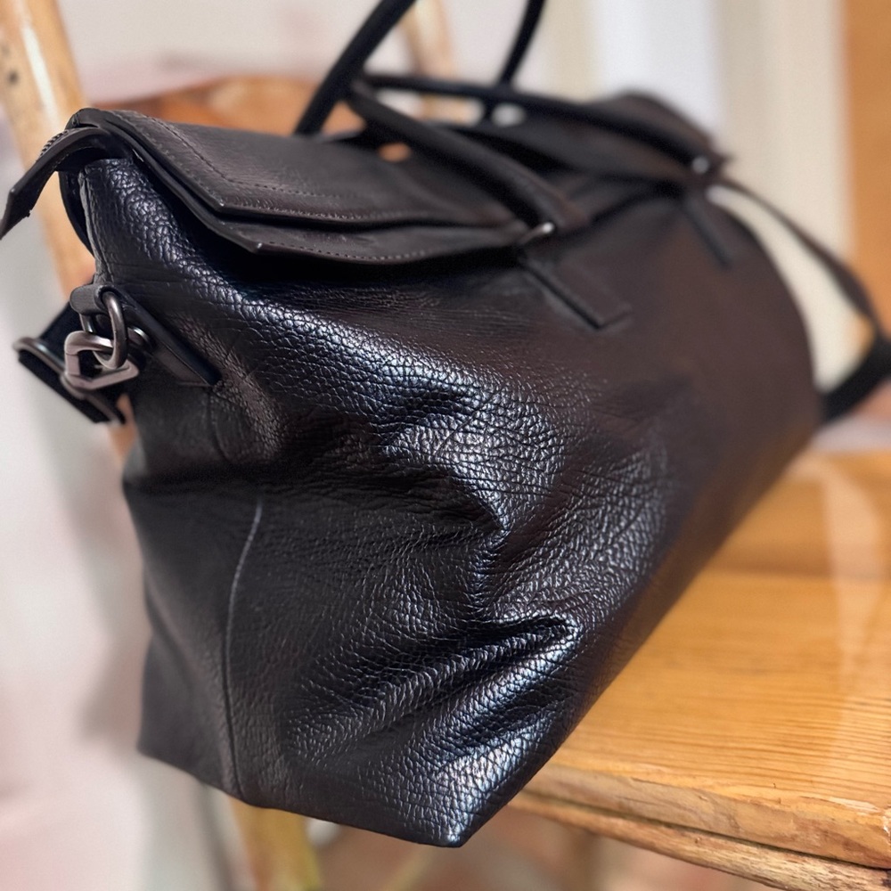 Salvatore Ferragamo Black Leather Duffel Bag